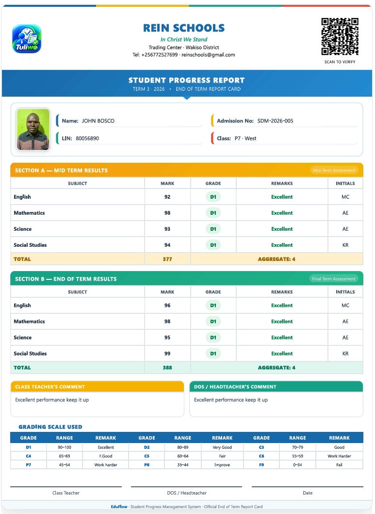 REIN SCHOOLS Student Progress Report — Term 3, 2026